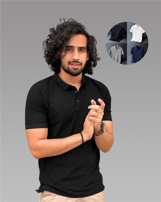 Poly Matte Solid T-Shirts for Men – Half Sleeves, Regular Fit (Pack of 4, Assorted Colors)